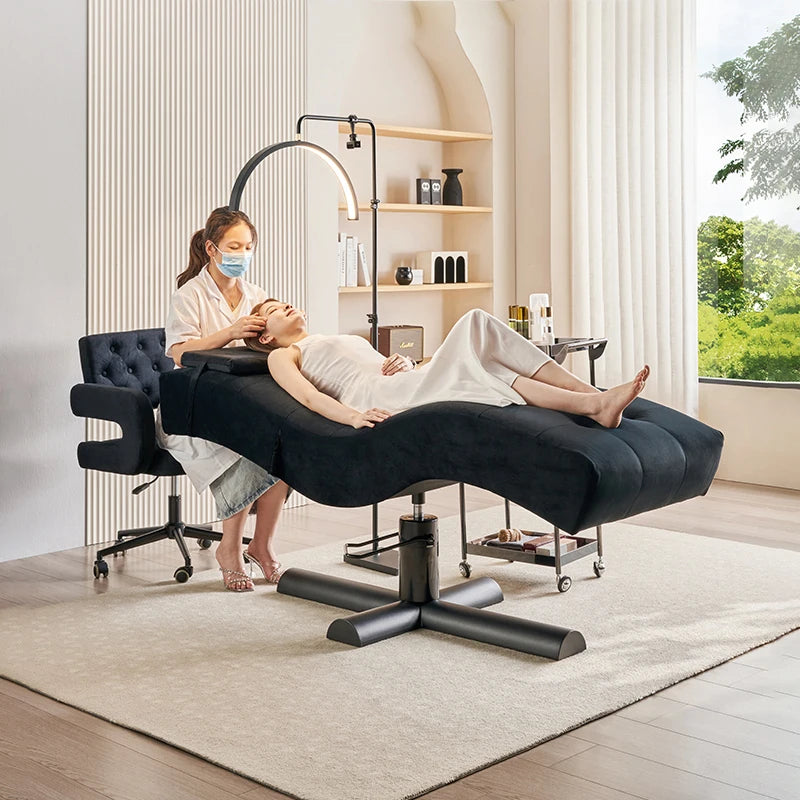 Luxury Beauty Care Bed Facial Hydrotherapy Head Massage Table – Foldable Salon SPA Treatment Chair with Genuine Leather