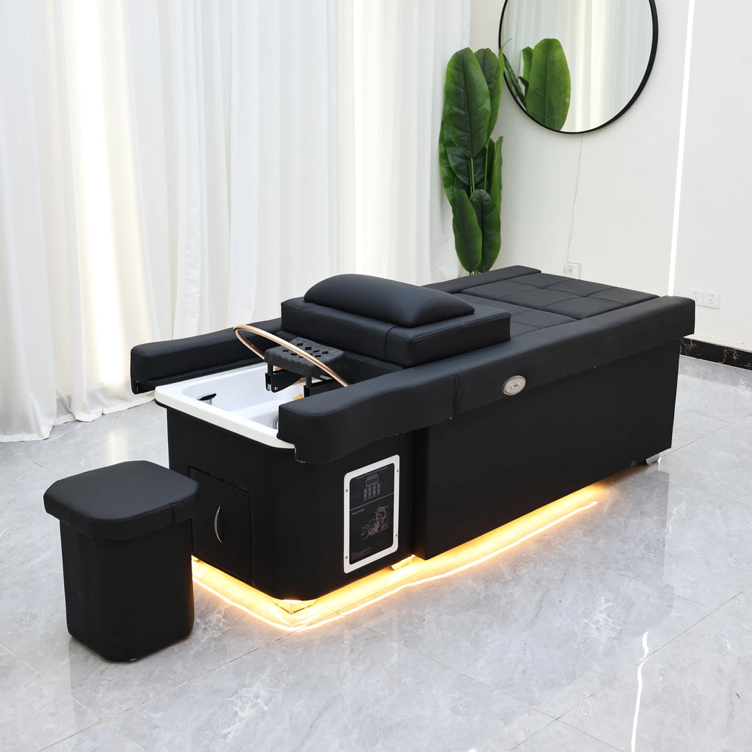 Luxury Electric Adjustable Shampoo Bed – All in One Salon SPA Massage Table with Hair Washing Basin and Foot Bath