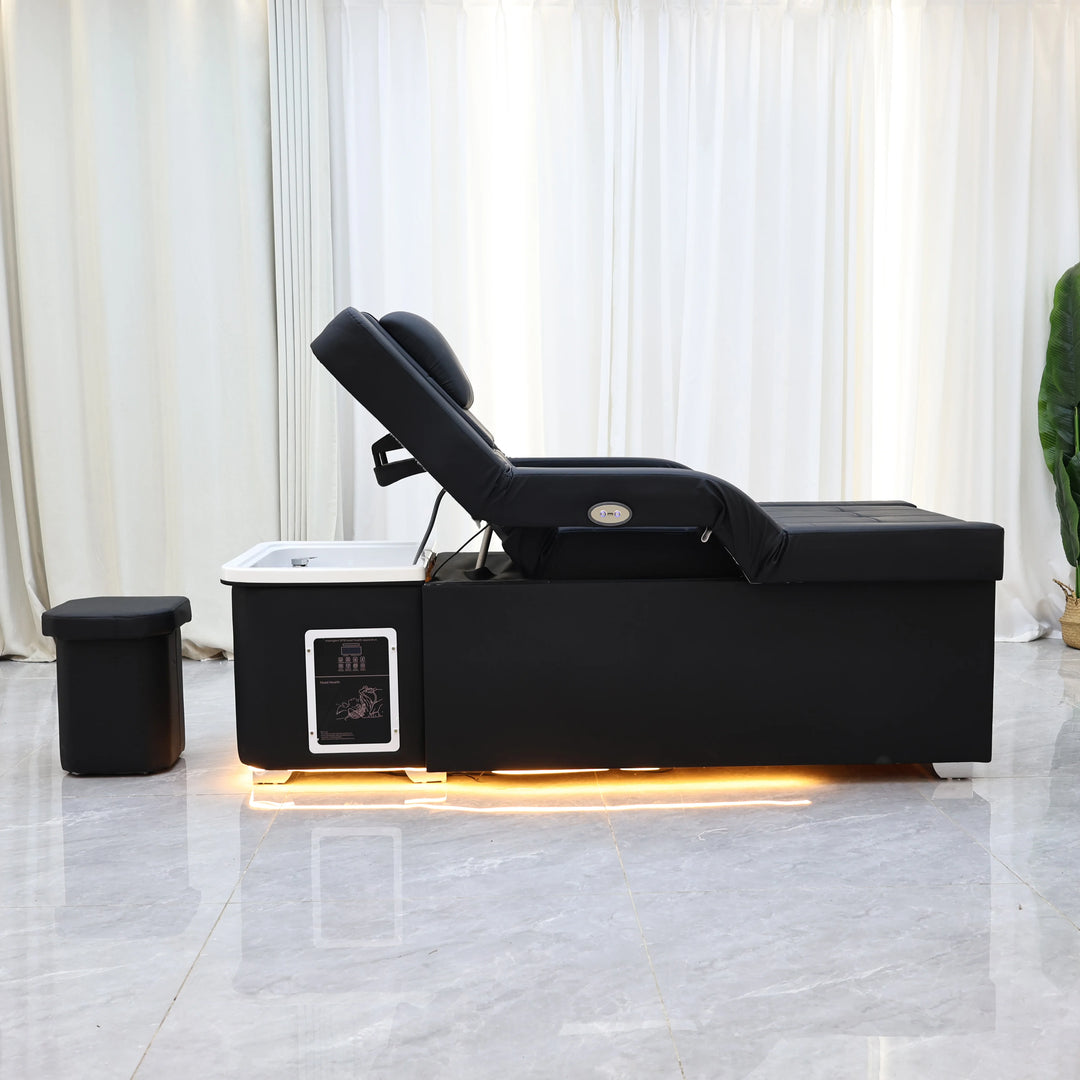 Luxury Electric Adjustable Shampoo Bed – All in One Salon SPA Massage Table with Hair Washing Basin and Foot Bath