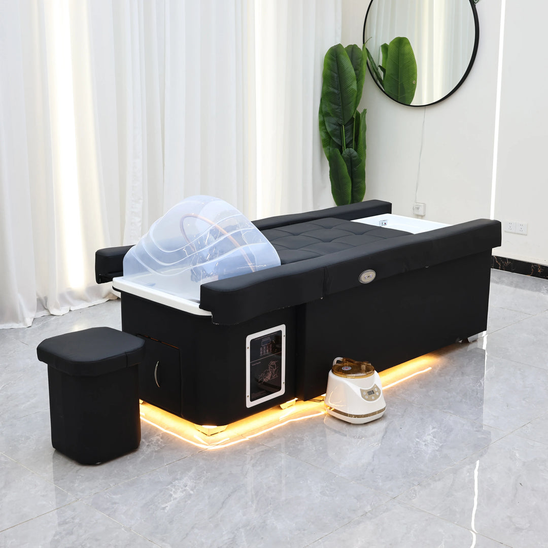 Luxury Electric Adjustable Shampoo Bed – All in One Salon SPA Massage Table with Hair Washing Basin and Foot Bath