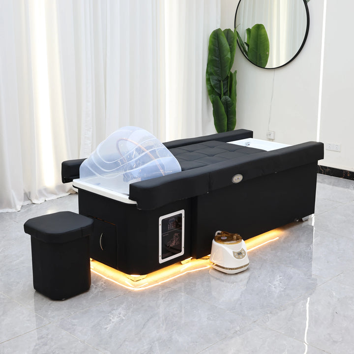 Luxury Electric Adjustable Shampoo Bed – All in One Salon SPA Massage Table with Hair Washing Basin and Foot Bath
