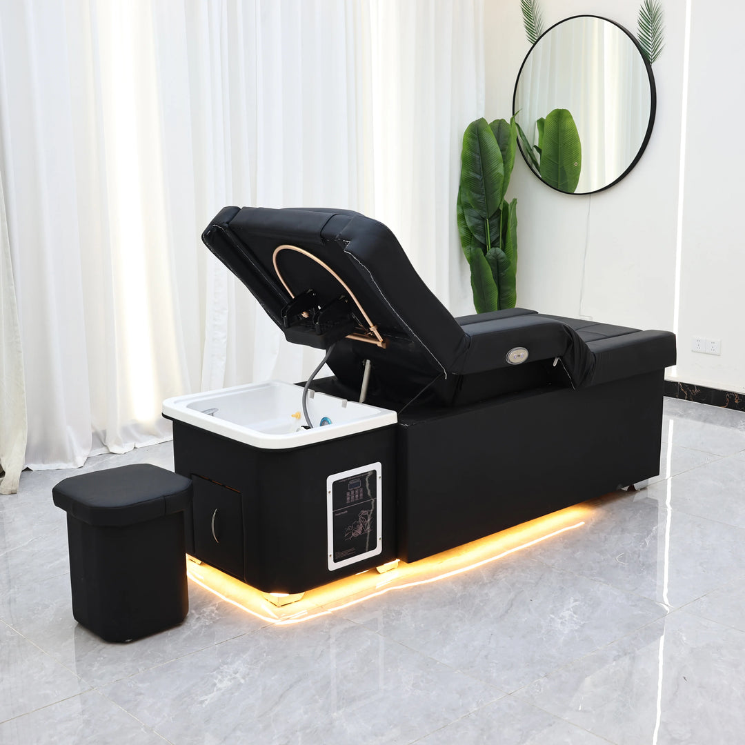 Luxury Electric Adjustable Shampoo Bed – All in One Salon SPA Massage Table with Hair Washing Basin and Foot Bath