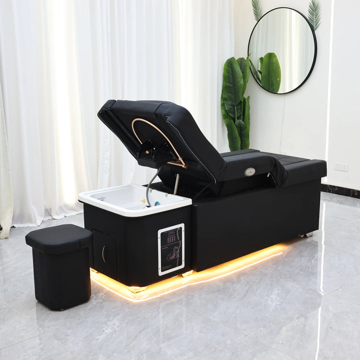 Luxury Electric Adjustable Shampoo Bed – All in One Salon SPA Massage Table with Hair Washing Basin and Foot Bath