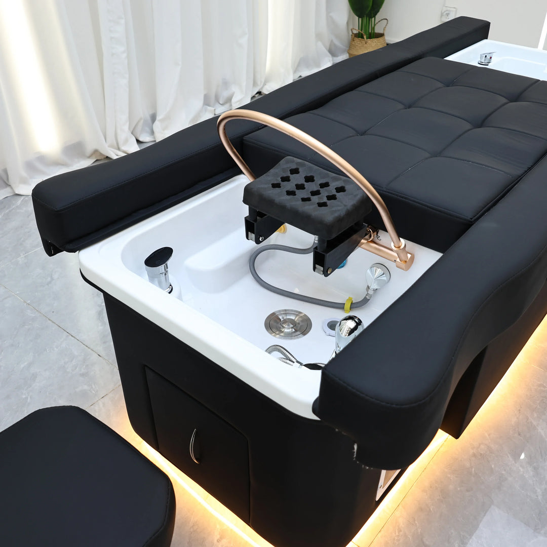 Luxury Electric Adjustable Shampoo Bed – All in One Salon SPA Massage Table with Hair Washing Basin and Foot Bath