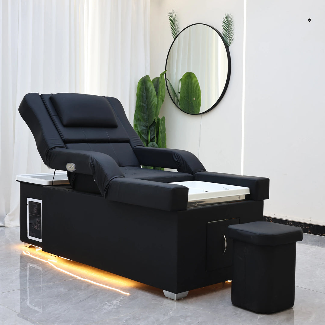 Luxury Electric Adjustable Shampoo Bed – All in One Salon SPA Massage Table with Hair Washing Basin and Foot Bath