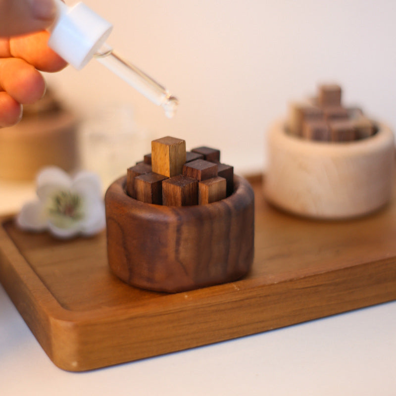 Luxury Essential Oil Wood Diffuser – Unique Wood Art Fireless Aroma Diffuser, Beech/Black Walnut Aromatherapy Ornament for Indoor Fragrance Expansion, Elegant Home Décor, Natural Scent