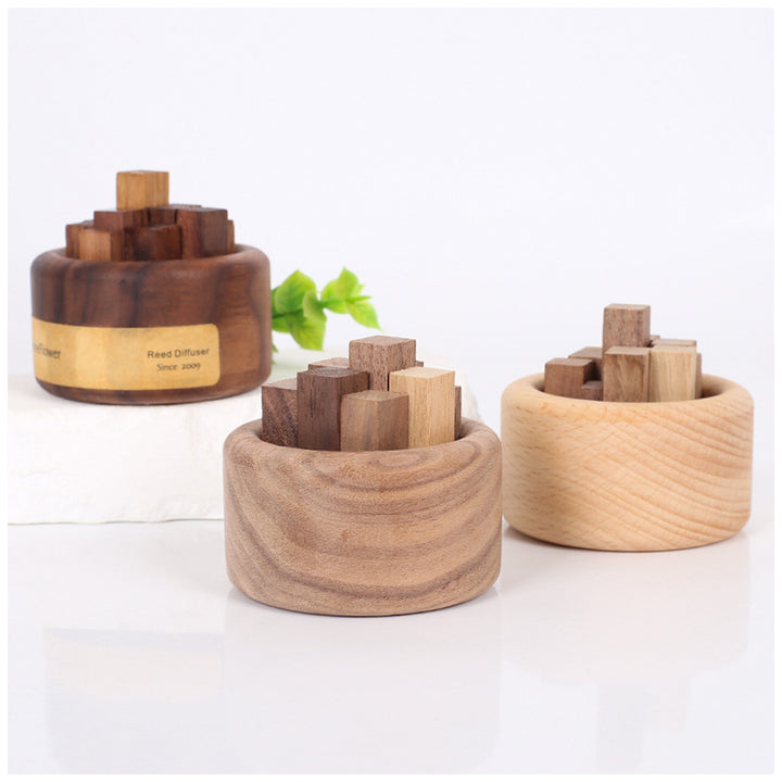 Luxury Essential Oil Wood Diffuser – Unique Wood Art Fireless Aroma Diffuser, Beech/Black Walnut Aromatherapy Ornament for Indoor Fragrance Expansion, Elegant Home Décor, Natural Scent