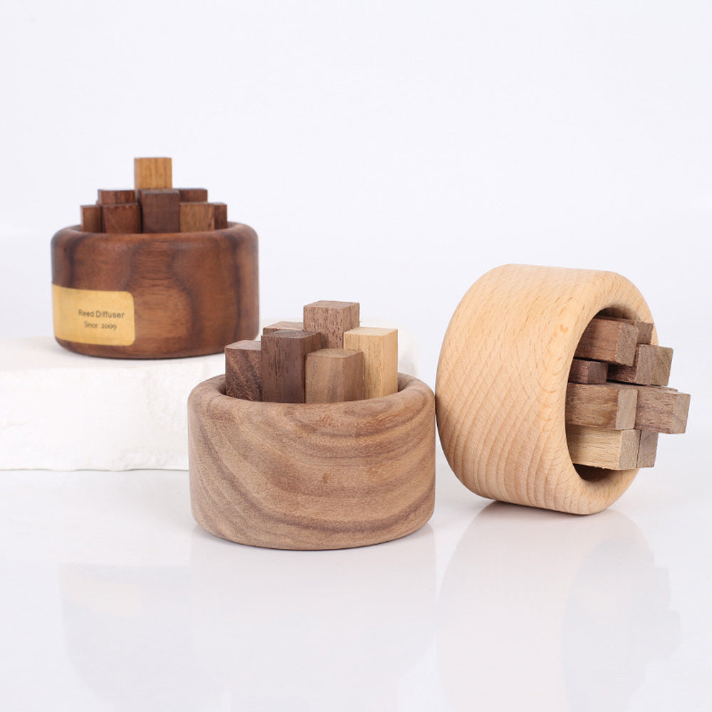 Luxury Essential Oil Wood Diffuser – Unique Wood Art Fireless Aroma Diffuser, Beech/Black Walnut Aromatherapy Ornament for Indoor Fragrance Expansion, Elegant Home Décor, Natural Scent