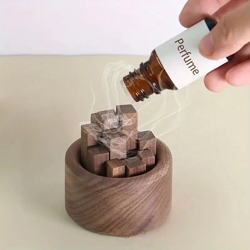 Luxury Essential Oil Wood Diffuser – Unique Wood Art Fireless Aroma Diffuser, Beech/Black Walnut Aromatherapy Ornament for Indoor Fragrance Expansion, Elegant Home Décor, Natural Scent