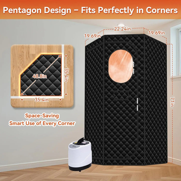 Luxury Large Portable Home Sauna Tent – 1300W Fast Heating Steam Spa with 9 Heat Levels and Remote Control