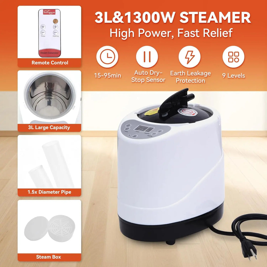 Luxury Large Portable Home Sauna Tent – 1300W Fast Heating Steam Spa with 9 Heat Levels and Remote Control
