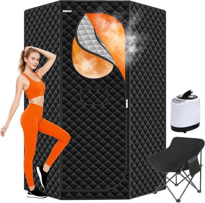 Luxury Large Portable Home Sauna Tent – 1300W Fast Heating Steam Spa with 9 Heat Levels and Remote Control