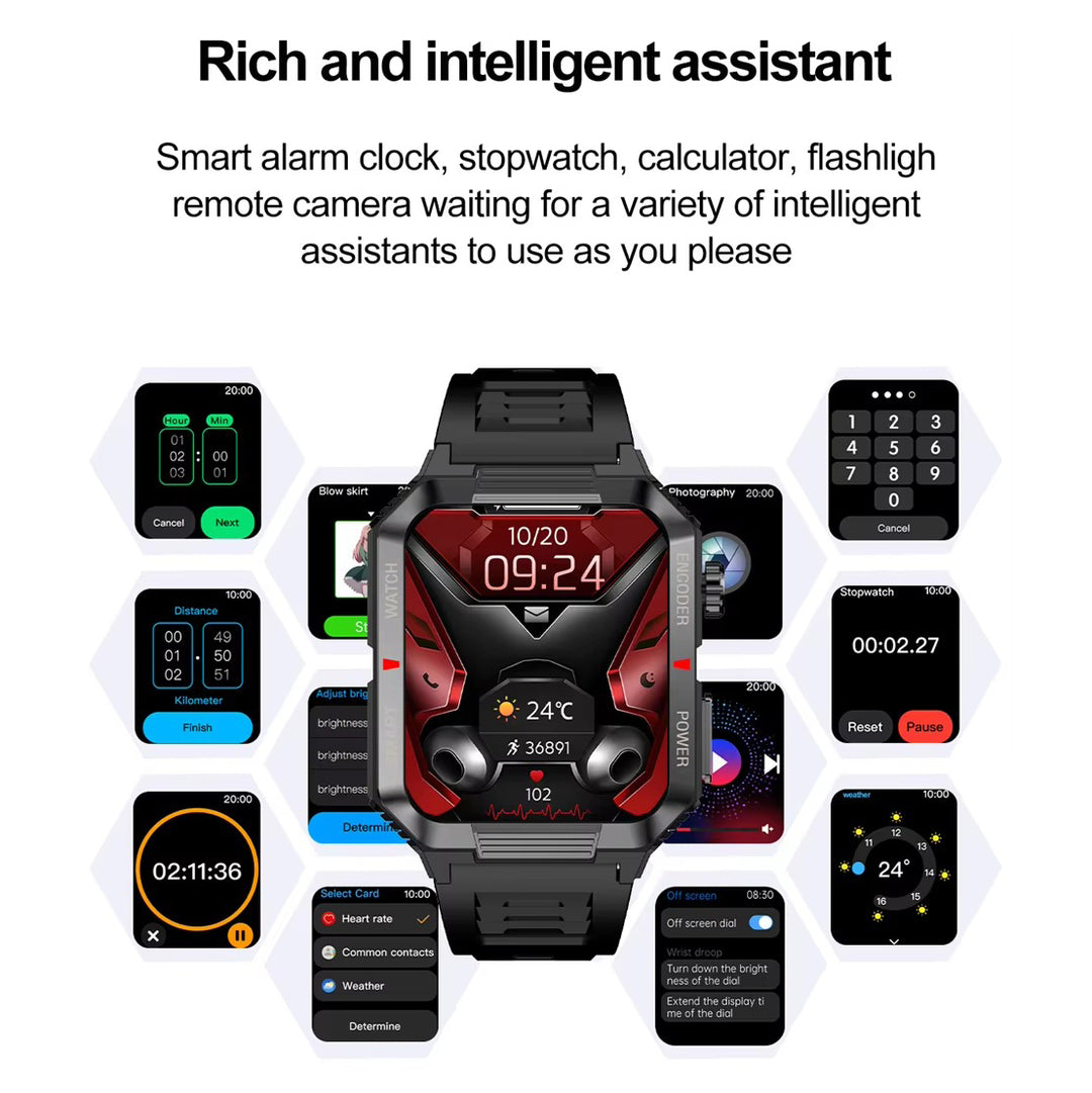 Luxury NFC GPS Smartwatch – 1.99" AMOLED Screen with Bluetooth Calling, 120+ Sports Modes, Weather Data, and Waterproof Design for Outdoor Fitness and Daily Life