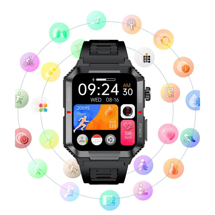 Luxury NFC GPS Smartwatch – 1.99" AMOLED Screen with Bluetooth Calling, 120+ Sports Modes, Weather Data, and Waterproof Design for Outdoor Fitness and Daily Life