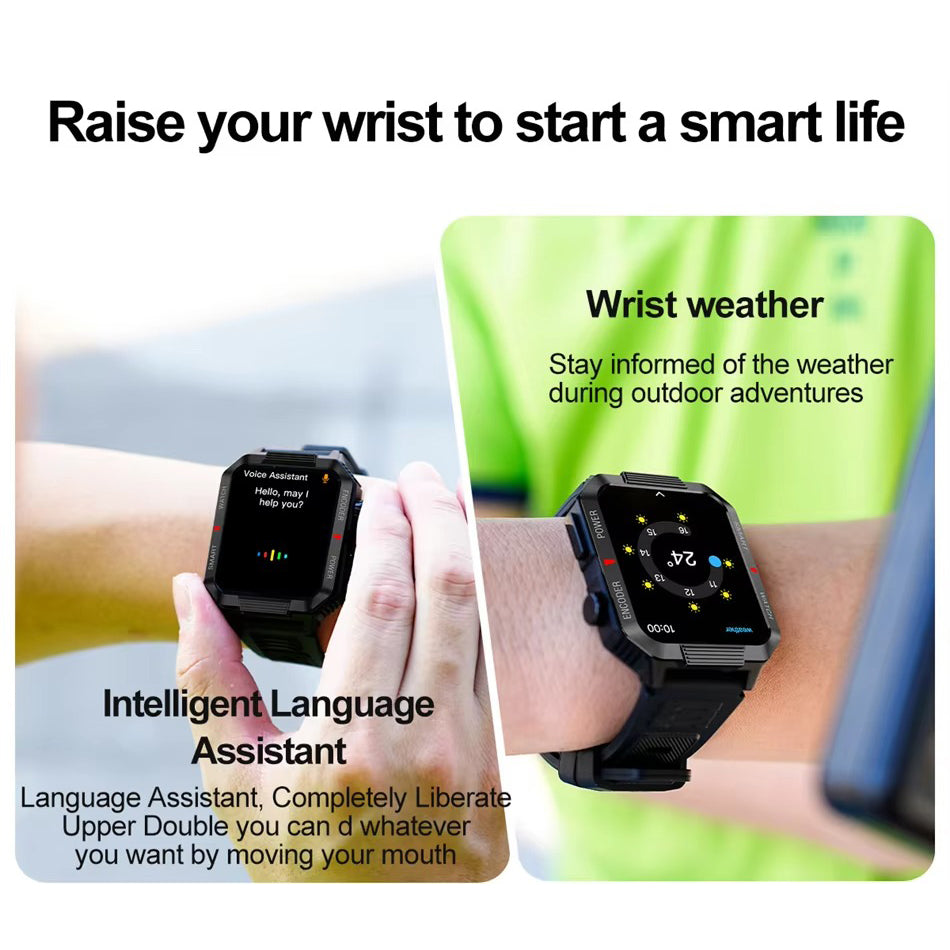 Luxury NFC GPS Smartwatch – 1.99" AMOLED Screen with Bluetooth Calling, 120+ Sports Modes, Weather Data, and Waterproof Design for Outdoor Fitness and Daily Life
