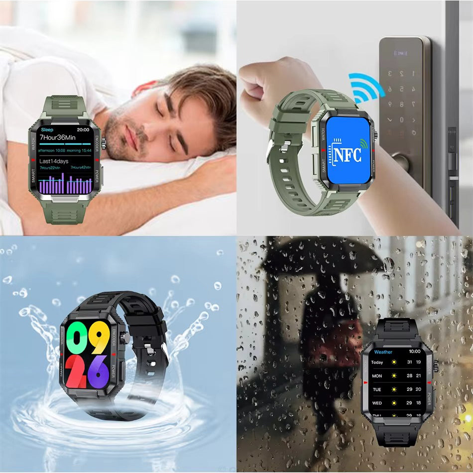 Luxury NFC GPS Smartwatch – 1.99" AMOLED Screen with Bluetooth Calling, 120+ Sports Modes, Weather Data, and Waterproof Design for Outdoor Fitness and Daily Life