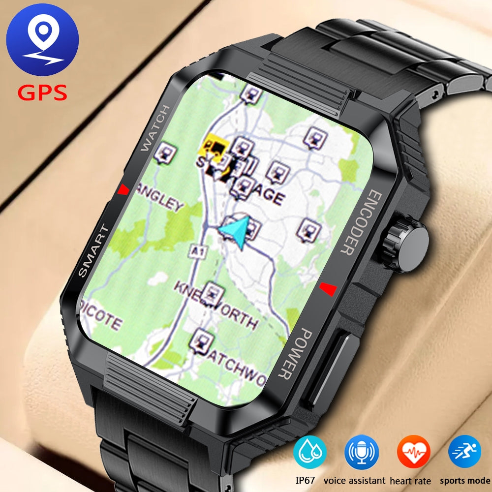 Luxury NFC GPS Smartwatch – 1.99" AMOLED Screen with Bluetooth Calling, 120+ Sports Modes, Weather Data, and Waterproof Design for Outdoor Fitness and Daily Life