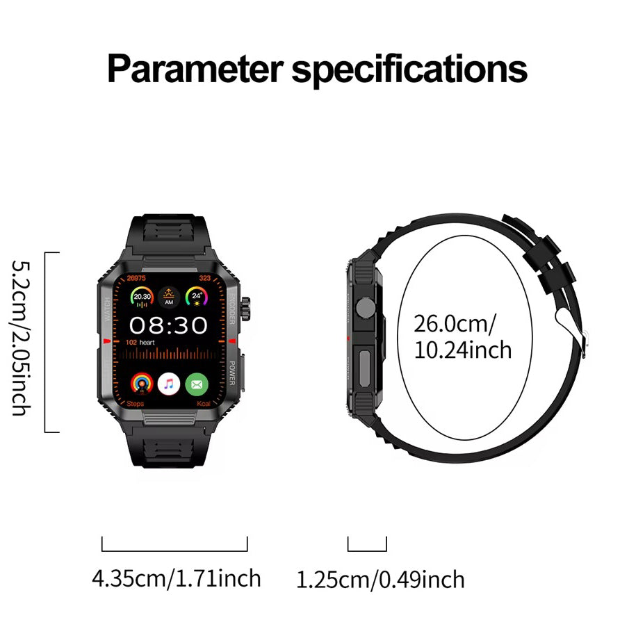 Luxury NFC GPS Smartwatch – 1.99" AMOLED Screen with Bluetooth Calling, 120+ Sports Modes, Weather Data, and Waterproof Design for Outdoor Fitness and Daily Life