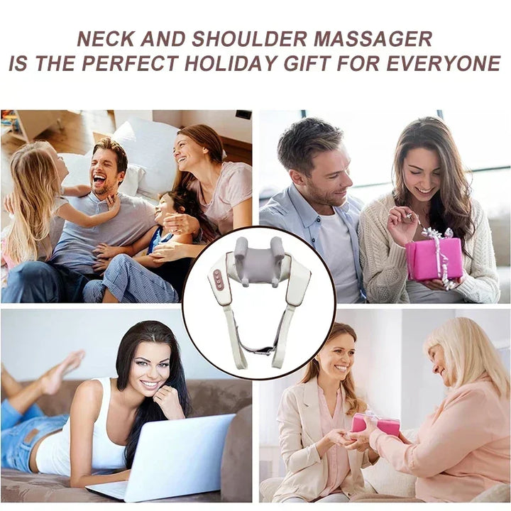 Luxury Neck and Shoulder Massager with Heat, Deep Tissue Shiatsu Kneading for Pain Relief, Electric Rechargeable Massage Shawl for Back & Muscles