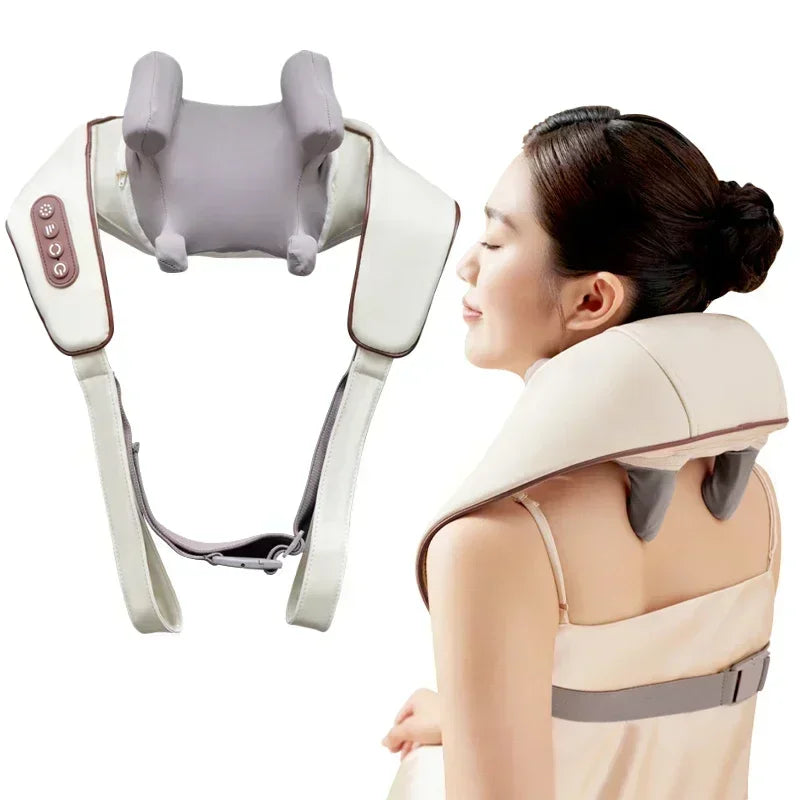 Luxury Neck and Shoulder Massager with Heat, Deep Tissue Shiatsu Kneading for Pain Relief, Electric Rechargeable Massage Shawl for Back & Muscles
