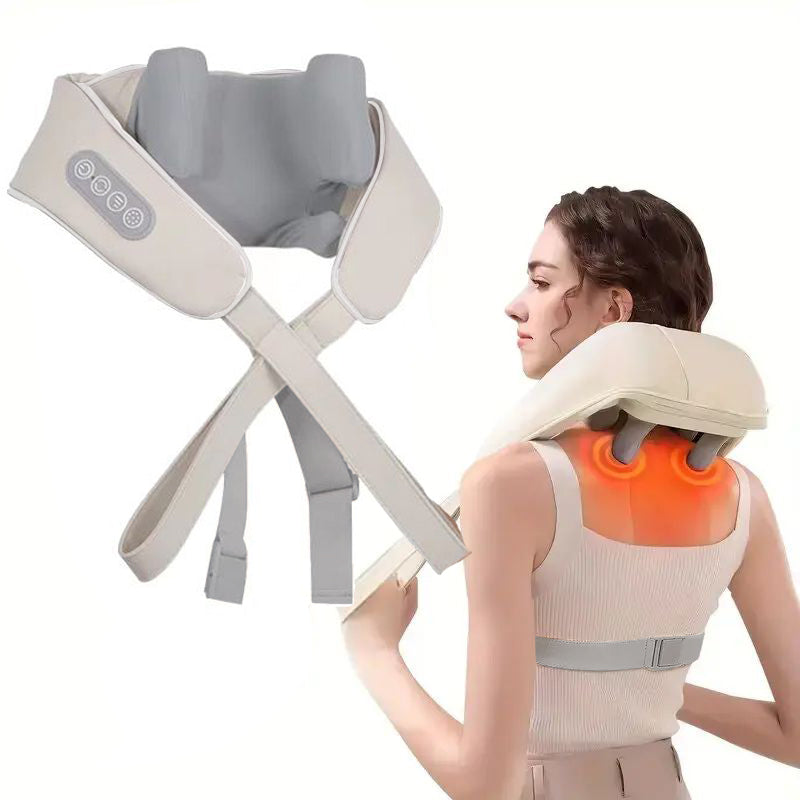 Luxury Neck and Shoulder Massager with Heat, Deep Tissue Shiatsu Kneading for Pain Relief, Electric Rechargeable Massage Shawl for Back & Muscles