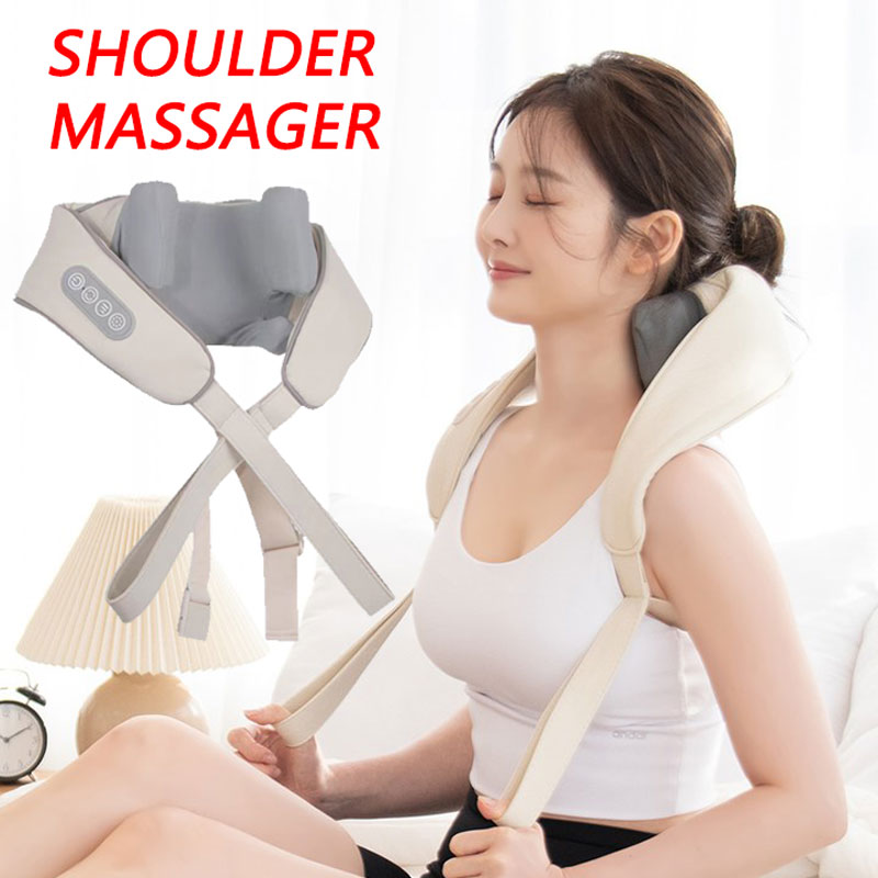 Luxury Neck and Shoulder Massager with Heat, Deep Tissue Shiatsu Kneading for Pain Relief, Electric Rechargeable Massage Shawl for Back & Muscles