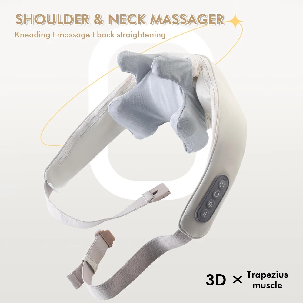Luxury Neck and Shoulder Massager with Heat, Deep Tissue Shiatsu Kneading for Pain Relief, Electric Rechargeable Massage Shawl for Back & Muscles