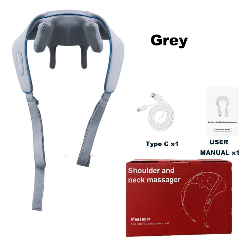 Luxury Neck and Shoulder Massager with Heat, Deep Tissue Shiatsu Kneading for Pain Relief, Electric Rechargeable Massage Shawl for Back & Muscles
