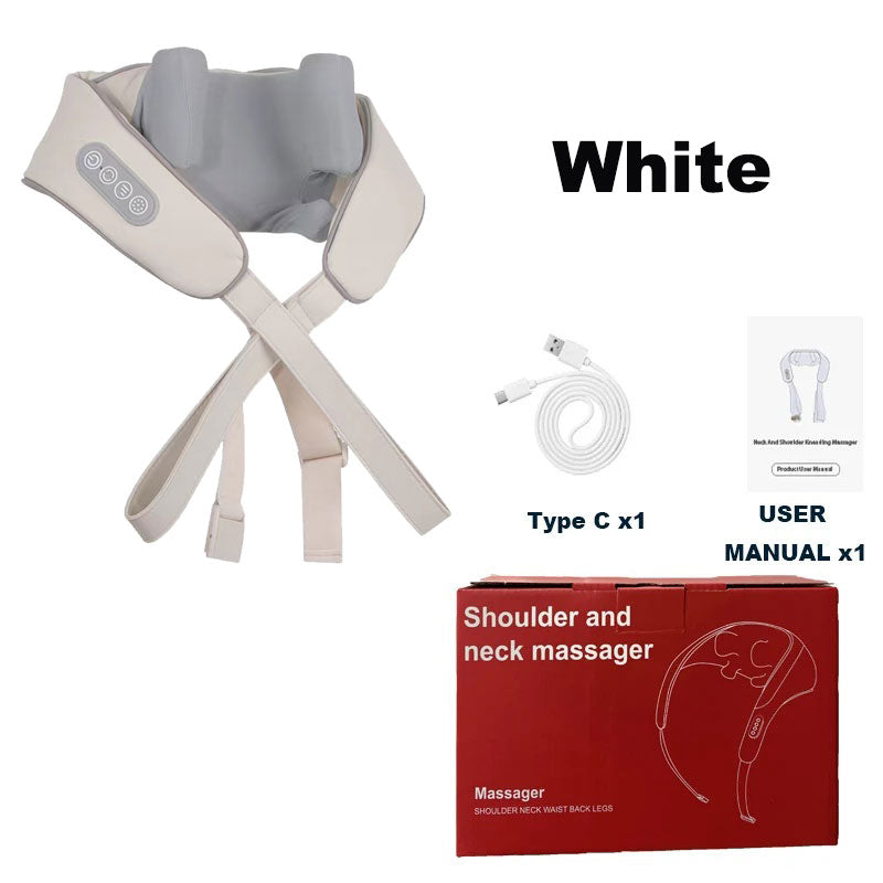 Luxury Neck and Shoulder Massager with Heat, Deep Tissue Shiatsu Kneading for Pain Relief, Electric Rechargeable Massage Shawl for Back & Muscles