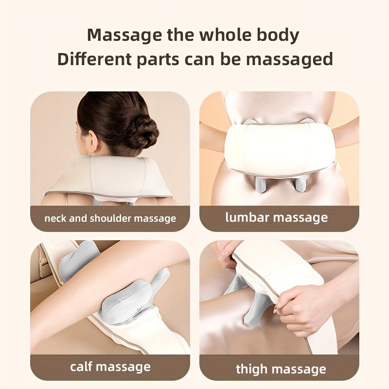Luxury Neck and Shoulder Massager with Heat, Deep Tissue Shiatsu Kneading for Pain Relief, Electric Rechargeable Massage Shawl for Back & Muscles