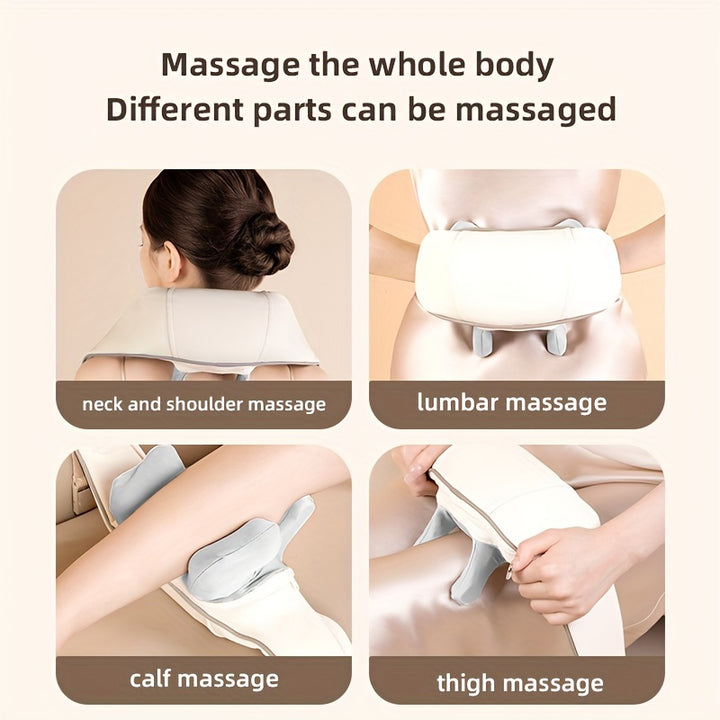 Luxury Neck and Shoulder Massager with Heat, Deep Tissue Shiatsu Kneading for Pain Relief, Electric Rechargeable Massage Shawl for Back & Muscles