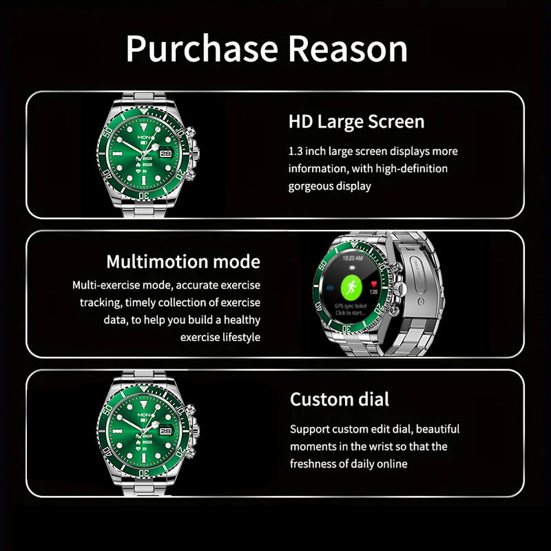 Luxury Smartwatch for Men, Bluetooth Calling, Sports Fitness Tracker, 2024 High-End Design, Android & iOS Compatible, Waterproof, Health Monitoring