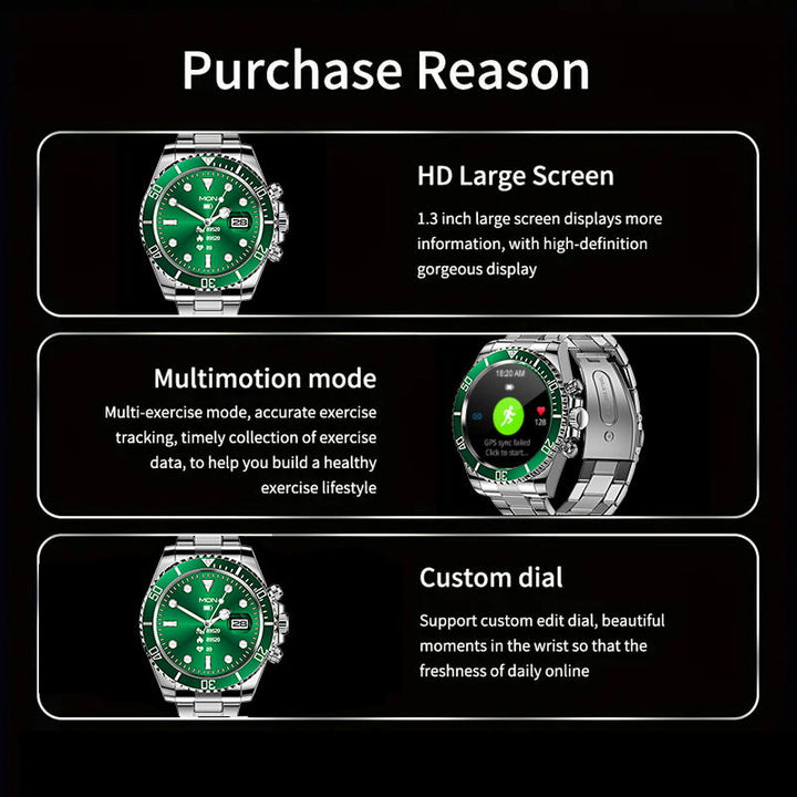 Luxury Smartwatch for Men, Bluetooth Calling, Sports Fitness Tracker, 2024 High-End Design, Android & iOS Compatible, Waterproof, Health Monitoring