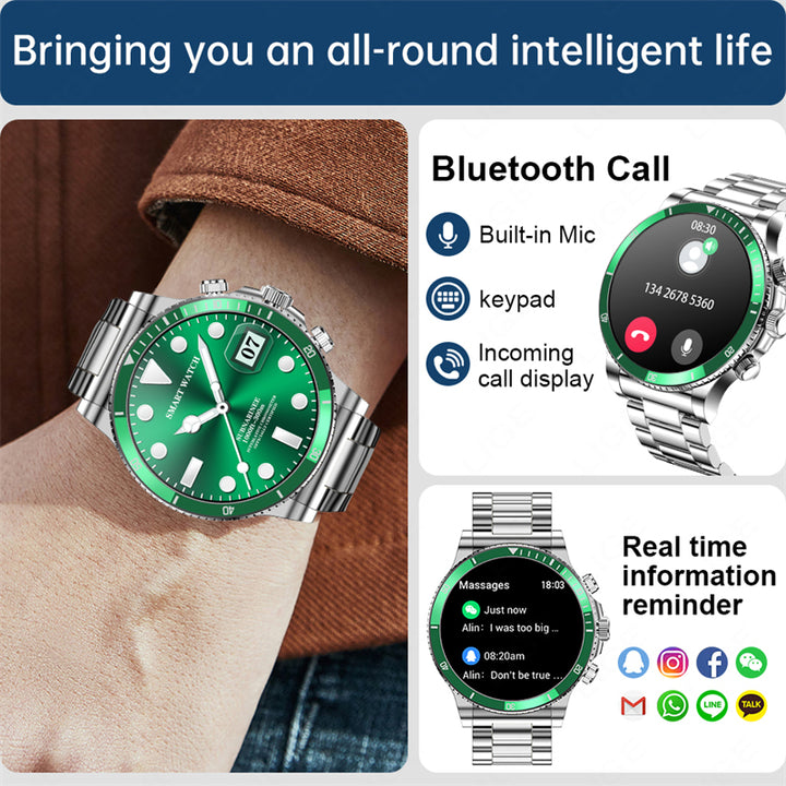 Luxury Smartwatch for Men, Bluetooth Calling, Sports Fitness Tracker, 2024 High-End Design, Android & iOS Compatible, Waterproof, Health Monitoring