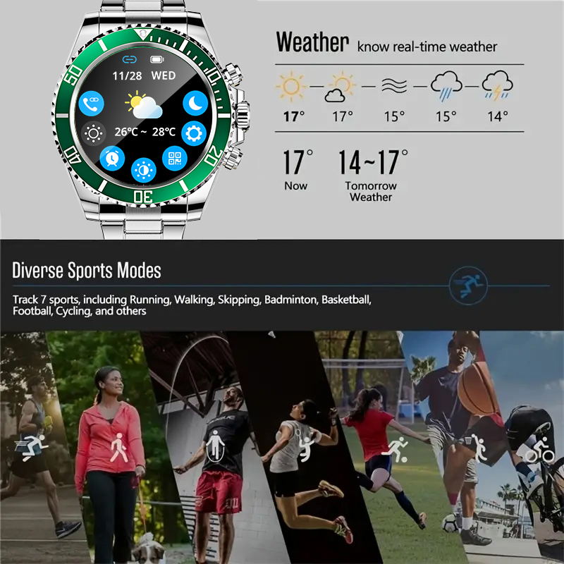 Luxury Smartwatch for Men, Bluetooth Calling, Sports Fitness Tracker, 2024 High-End Design, Android & iOS Compatible, Waterproof, Health Monitoring