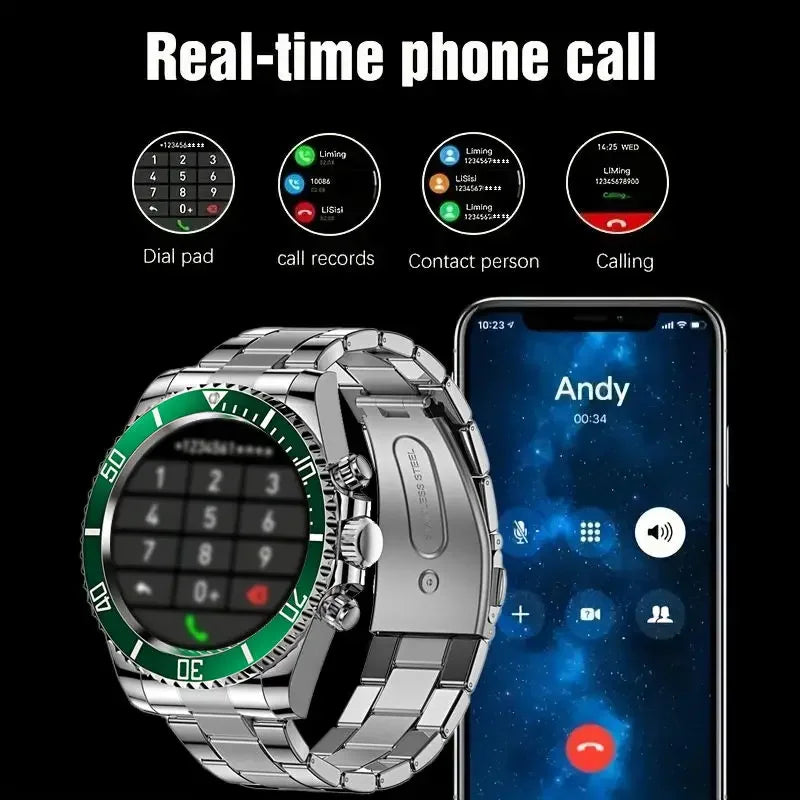 Luxury Smartwatch for Men, Bluetooth Calling, Sports Fitness Tracker, 2024 High-End Design, Android & iOS Compatible, Waterproof, Health Monitoring