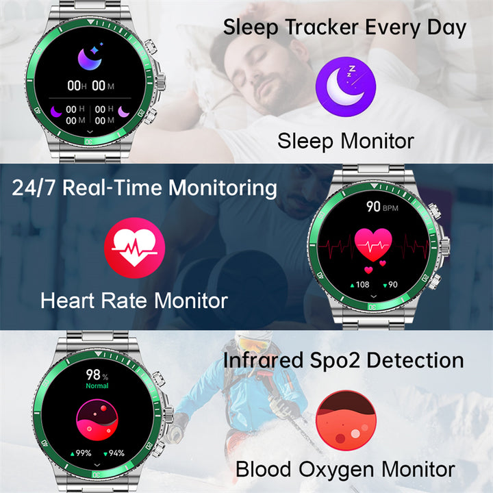 Luxury Smartwatch for Men, Bluetooth Calling, Sports Fitness Tracker, 2024 High-End Design, Android & iOS Compatible, Waterproof, Health Monitoring