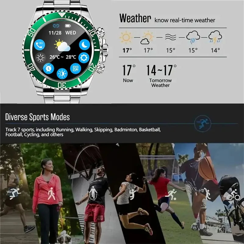 Luxury Smartwatch for Men, Bluetooth Calling, Sports Fitness Tracker, 2024 High-End Design, Android & iOS Compatible, Waterproof, Health Monitoring