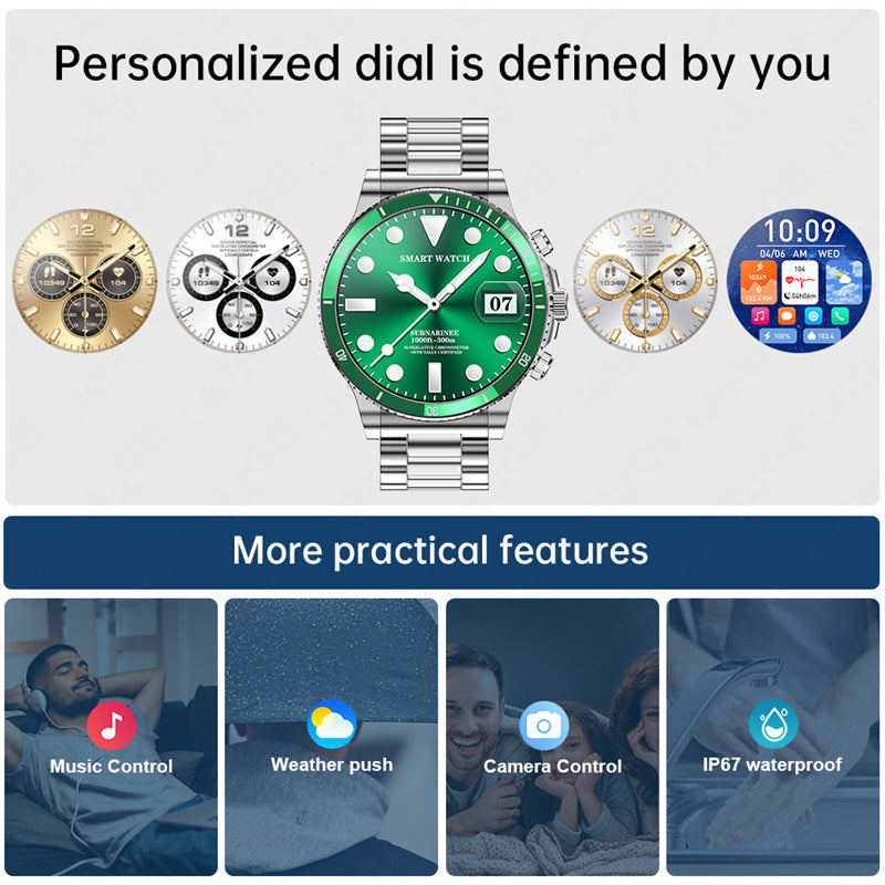 Luxury Smartwatch for Men, Bluetooth Calling, Sports Fitness Tracker, 2024 High-End Design, Android & iOS Compatible, Waterproof, Health Monitoring