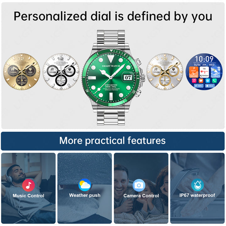 Luxury Smartwatch for Men, Bluetooth Calling, Sports Fitness Tracker, 2024 High-End Design, Android & iOS Compatible, Waterproof, Health Monitoring