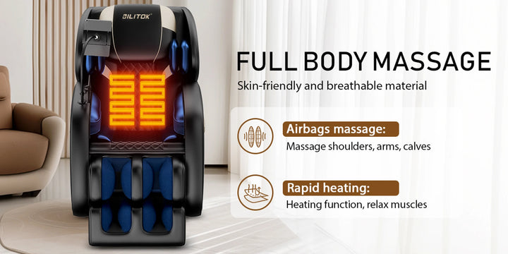 Luxury Zero Gravity Full Body Massage Chair – Heating Recliner with Airbags, Foot Rollers and Touch Screen Control