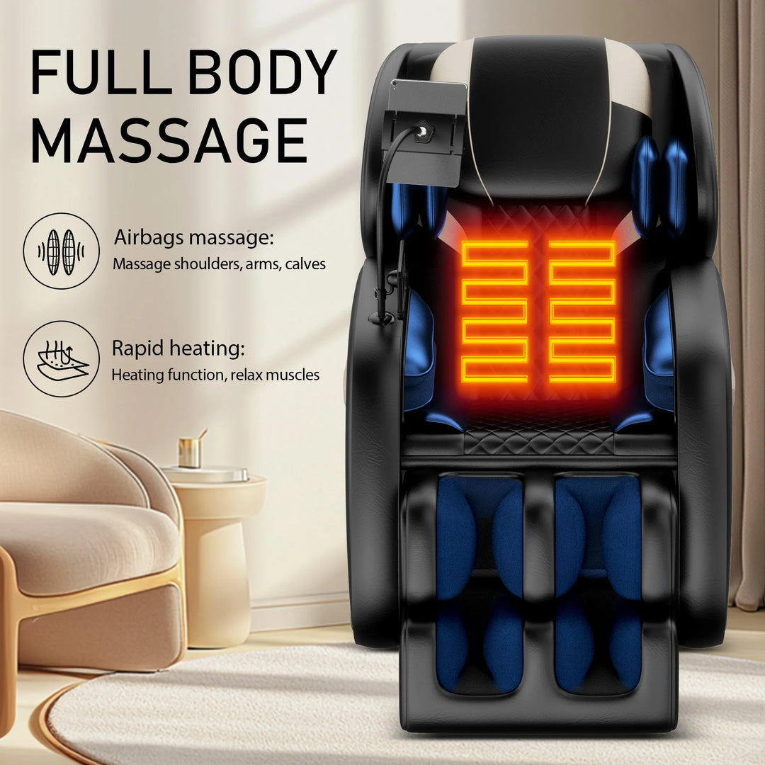 Luxury Zero Gravity Full Body Massage Chair – Heating Recliner with Airbags, Foot Rollers and Touch Screen Control
