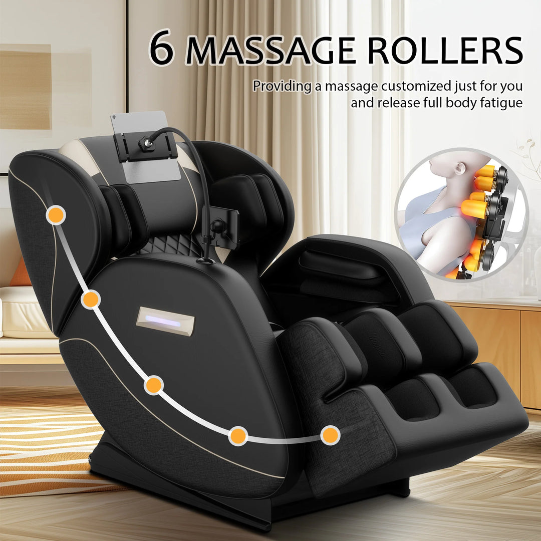 Luxury Zero Gravity Full Body Massage Chair – Heating Recliner with Airbags, Foot Rollers and Touch Screen Control