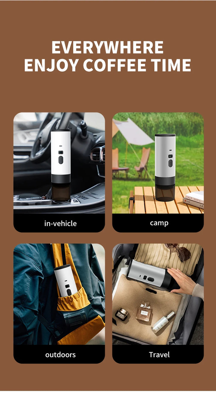 Premium 15 Bar Portable Wireless Espresso Machine – 3 in 1 Rechargeable Self-Heating Capsule Coffee Maker