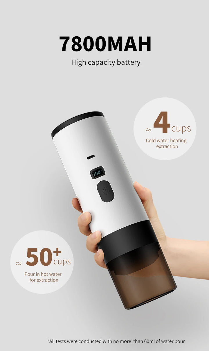 Premium 15 Bar Portable Wireless Espresso Machine – 3 in 1 Rechargeable Self-Heating Capsule Coffee Maker
