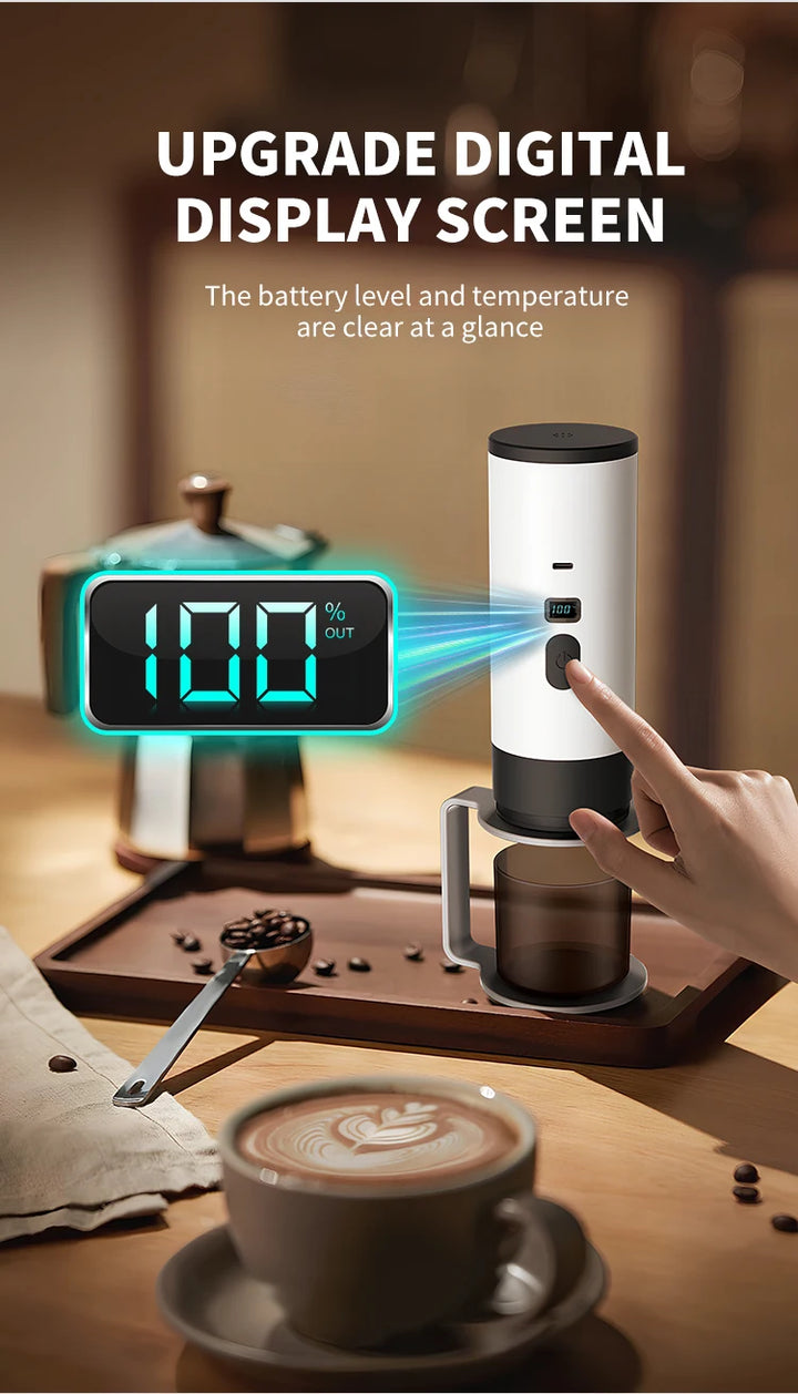Premium 15 Bar Portable Wireless Espresso Machine – 3 in 1 Rechargeable Self-Heating Capsule Coffee Maker