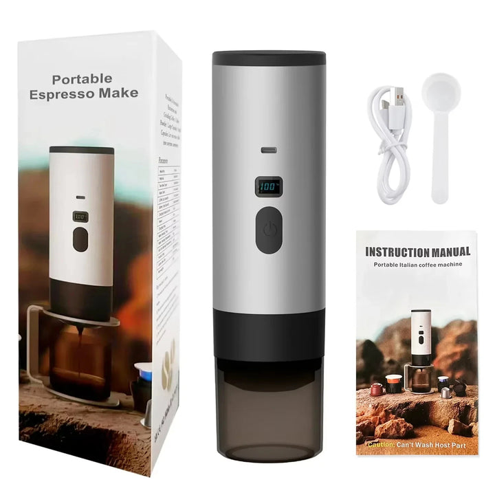 Premium 15 Bar Portable Wireless Espresso Machine – 3 in 1 Rechargeable Self-Heating Capsule Coffee Maker