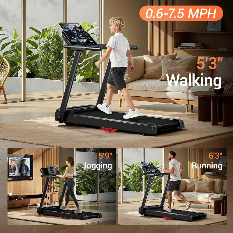 Premium 15% Incline Folding Treadmill – 3.0HP Quiet Brushless Motor with Dual Cushion System and LED Display