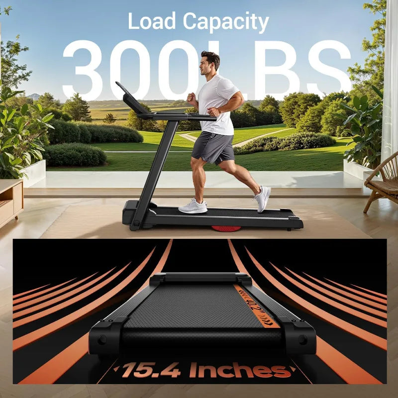 Premium 15% Incline Folding Treadmill – 3.0HP Quiet Brushless Motor with Dual Cushion System and LED Display