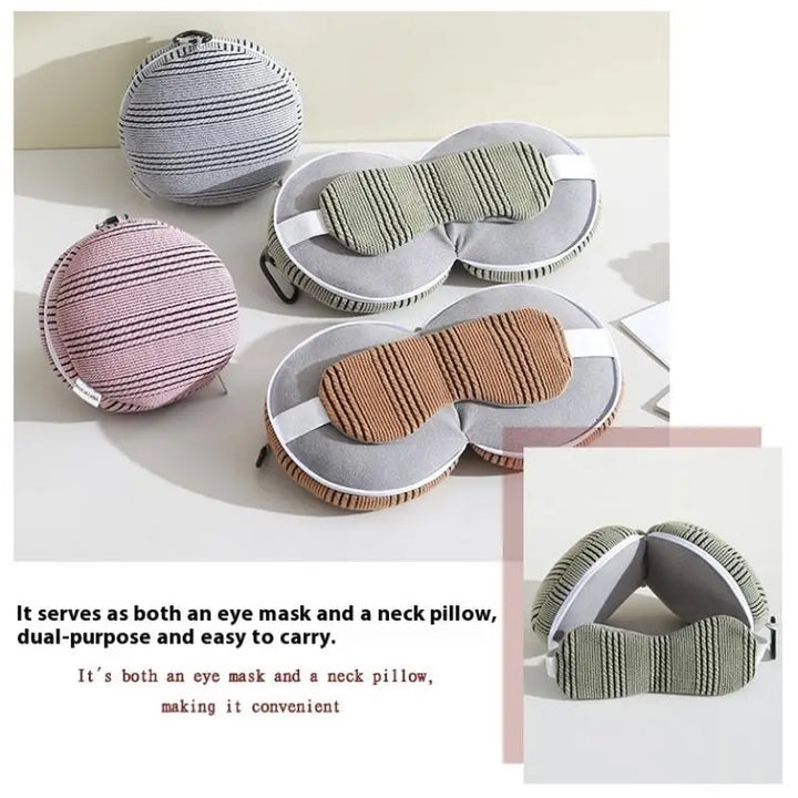 Premium 2 in 1 Travel Neck Pillow with Sleeping Mask – Portable Light Blocking Airplane Rest Support